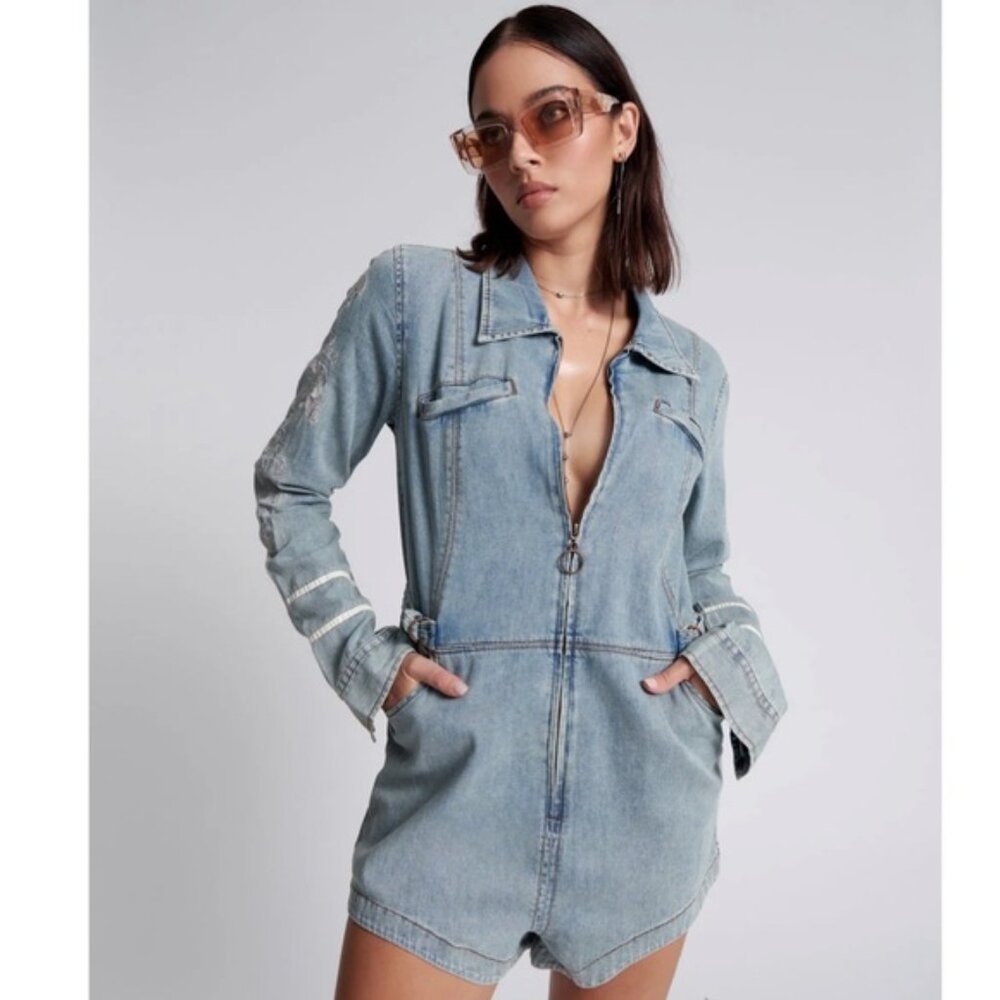 One Teaspoon HEARTLAND EMBROIDERED MARGOT JUMPSUIT